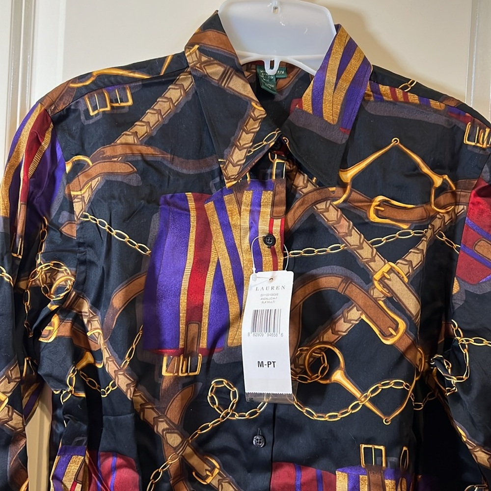 Lauren Ralph Lauren petite equestrian print shirt - Picture 2 of 4